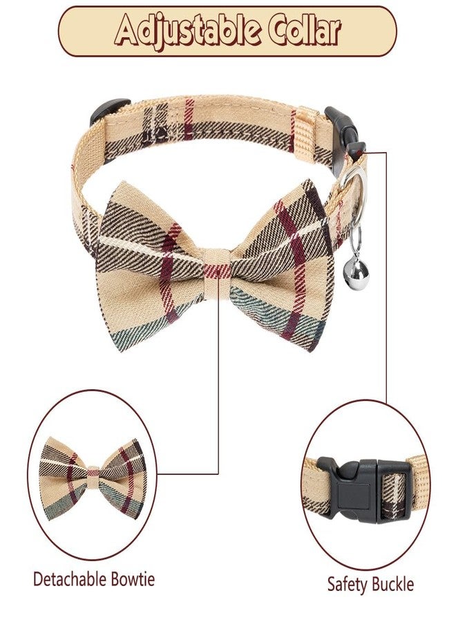 BINGPET Dog Harness with Leash and Bow Tie Collar Set - Beige Plaid Puppy Harness, Escape Proof Adjustable No Pull Dog Vest for Outdoor Walking, Fit for Small Medium Large Dogs XS - Image 3